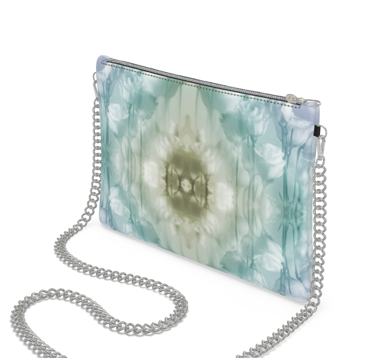 UNTITLED x Indira Cesarine "Field of Flowers" Kaleidoscopic Leather Crossbody Bag with Silver Chain - Limited Edition