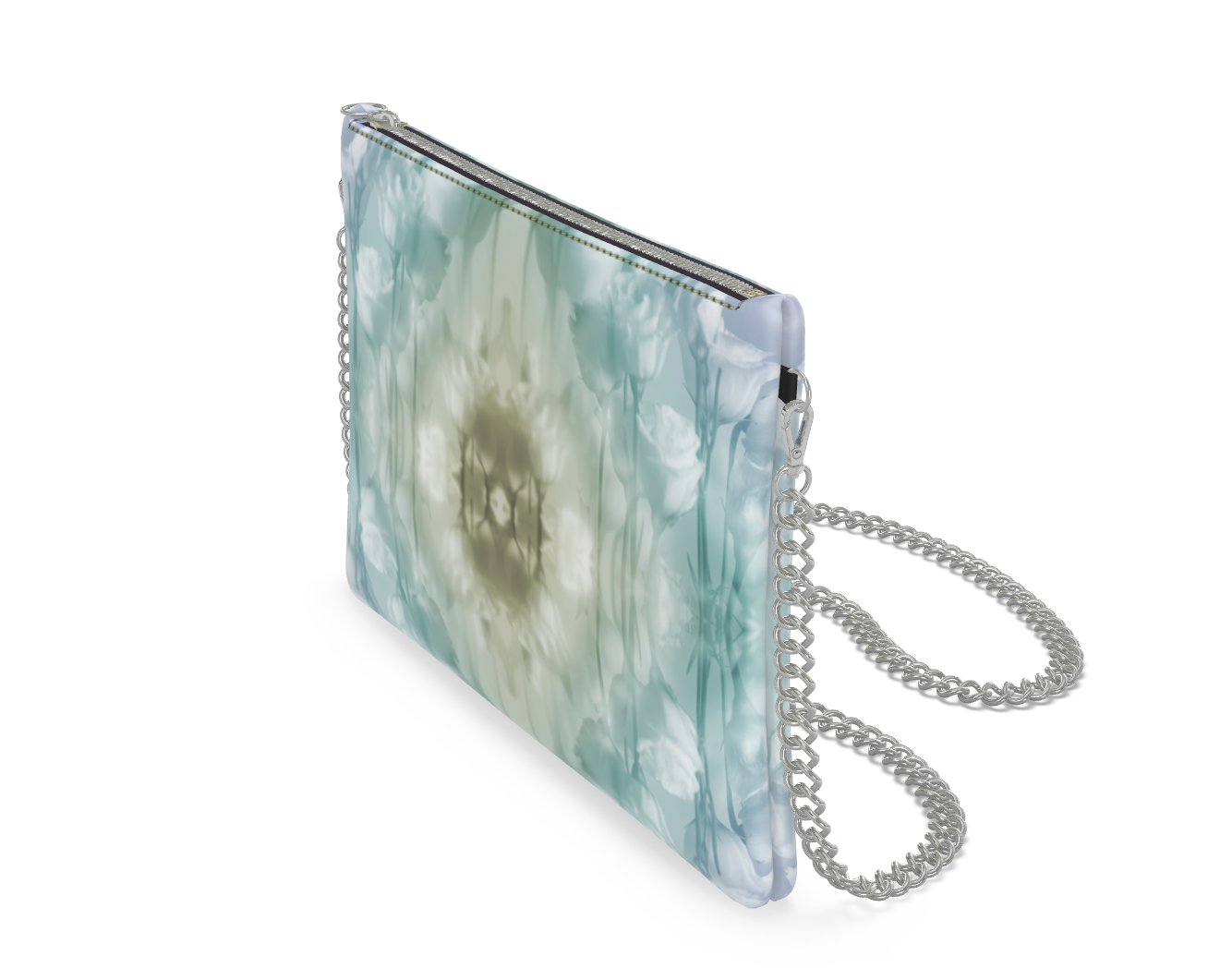 UNTITLED x Indira Cesarine "Field of Flowers" Kaleidoscopic Leather Crossbody Bag with Silver Chain - Limited Edition