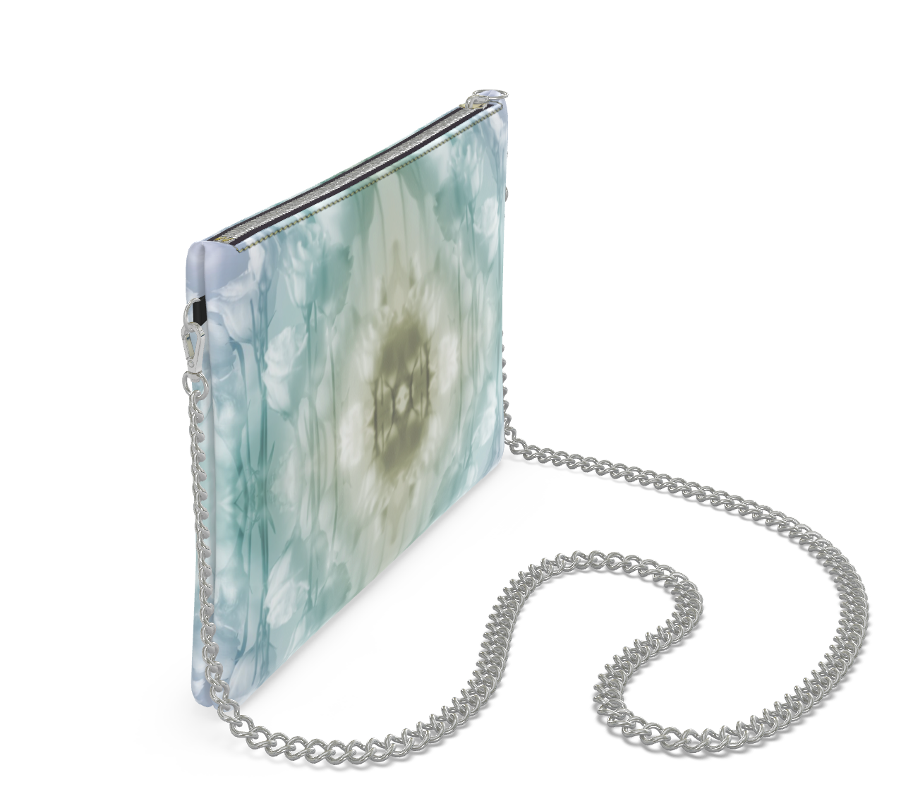 UNTITLED x Indira Cesarine "Field of Flowers" Kaleidoscopic Leather Crossbody Bag with Silver Chain - Limited Edition