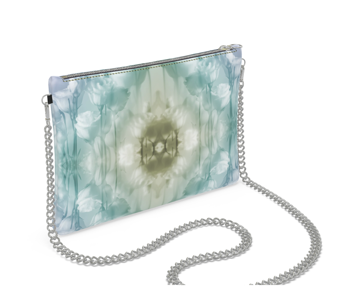 UNTITLED x Indira Cesarine "Field of Flowers" Kaleidoscopic Leather Crossbody Bag with Silver Chain - Limited Edition