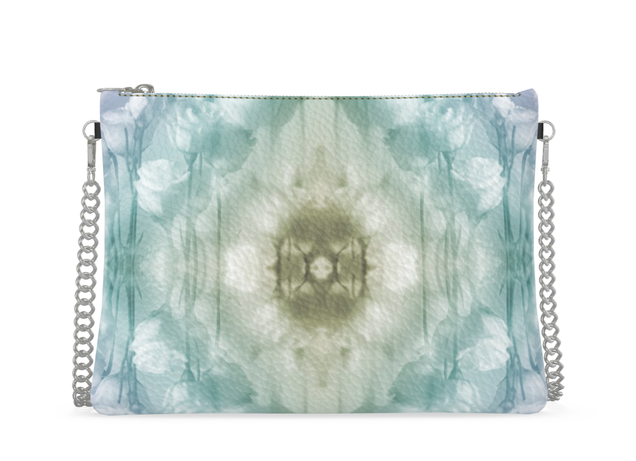 UNTITLED x Indira Cesarine "Field of Flowers" Kaleidoscopic Leather Crossbody Bag with Silver Chain - Limited Edition