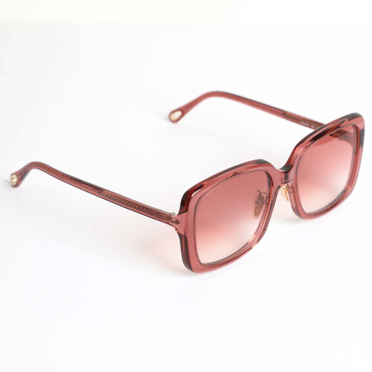 CHLOÉ Pink Oversized Tinted Rectangle Sunglasses