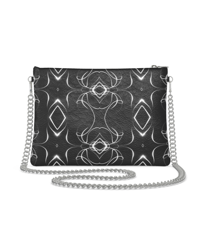 UNTITLED x Indira Cesarine "Lumière" Series Black and White Kaleidoscopic Crossbody Bag With Chain - Limited Edition