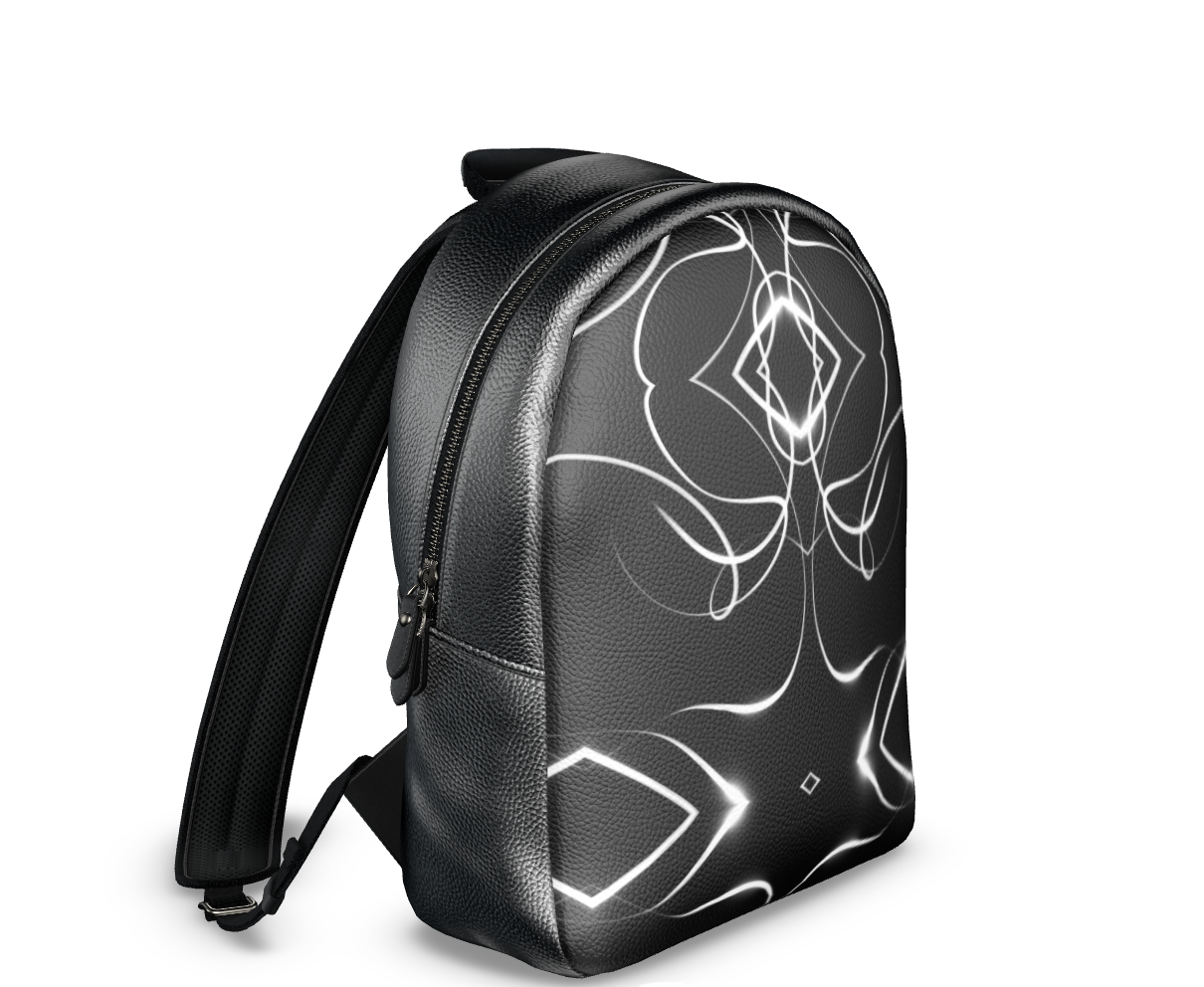 UNTITLED x Indira Cesarine "Lumière" Series Black and White Kaleidoscopic Colville Leather Backpack - Limited Edition