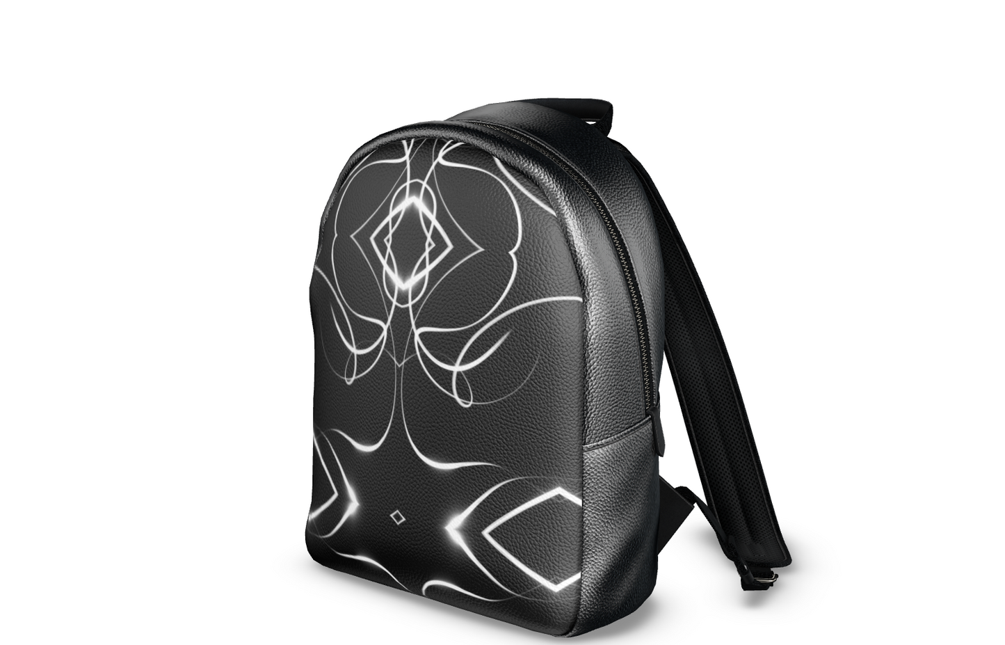 UNTITLED x Indira Cesarine "Lumière" Series Black and White Kaleidoscopic Colville Leather Backpack - Limited Edition