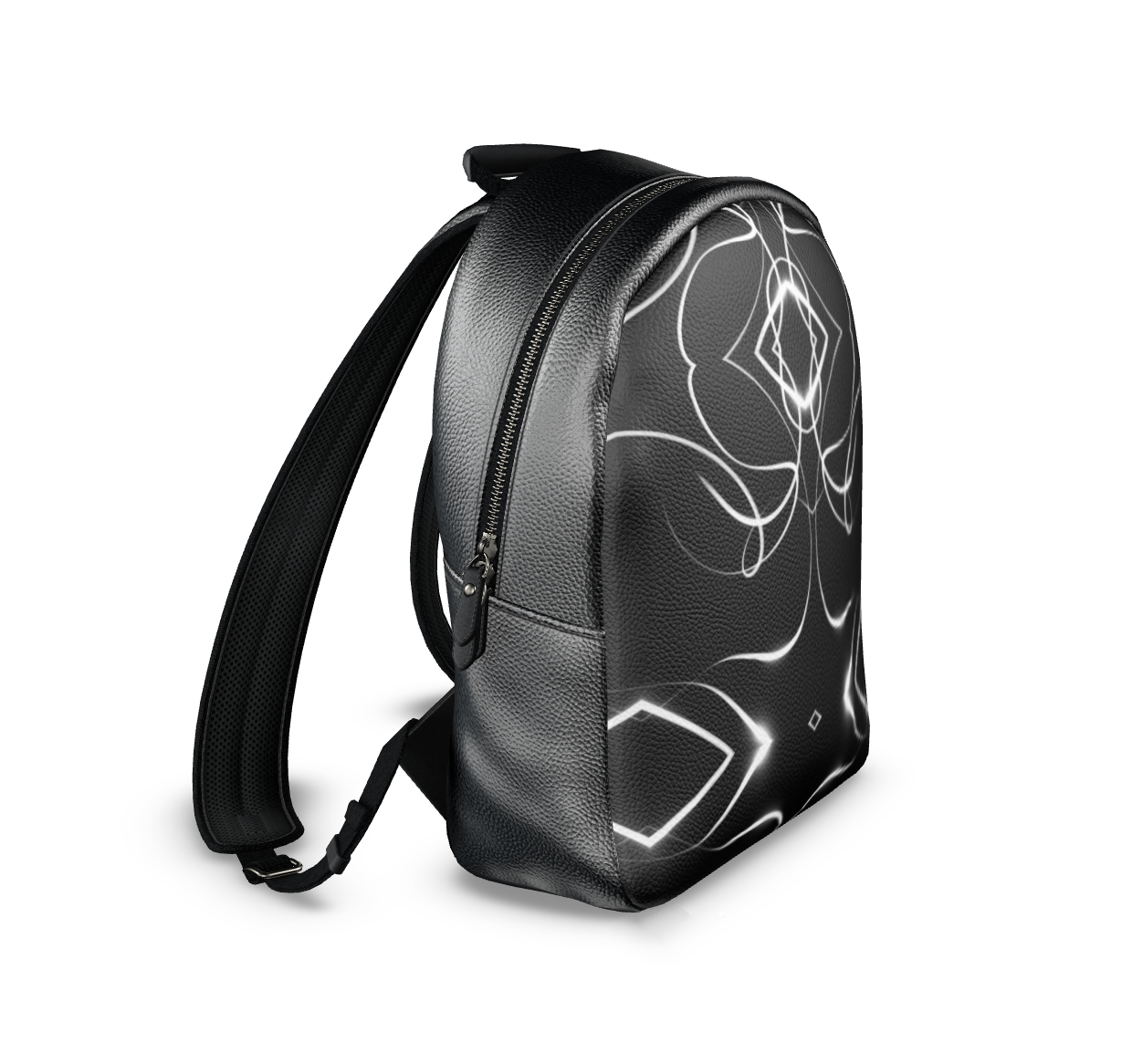 UNTITLED x Indira Cesarine "Lumière" Series Black and White Kaleidoscopic Colville Leather Backpack - Limited Edition