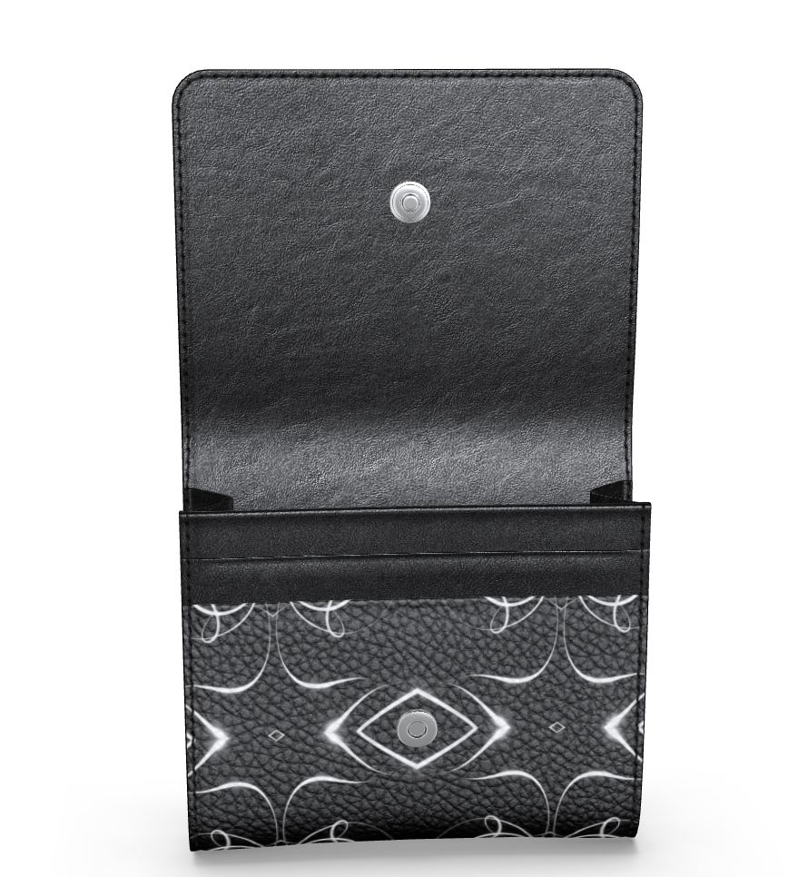 UNTITLED x Indira Cesarine "Lumière" Series Black and White Kaleidoscopic Small Leather Foldover Wallet - Limited Edition