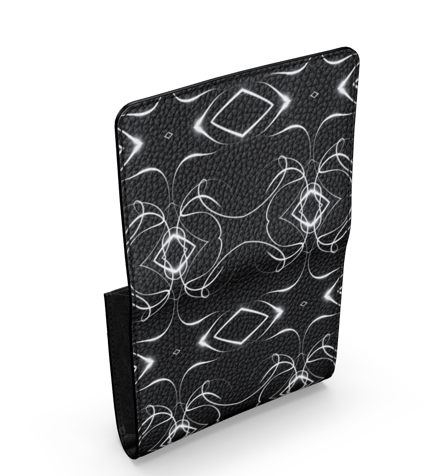 UNTITLED x Indira Cesarine "Lumière" Series Black and White Kaleidoscopic Small Leather Foldover Wallet - Limited Edition