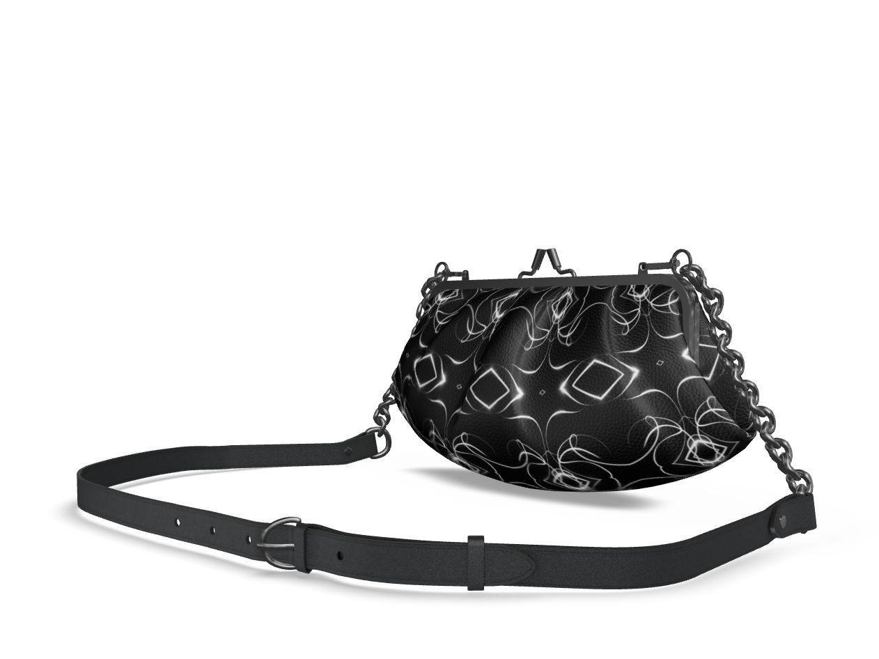 UNTITLED x Indira Cesarine "Lumière" Series Black and White Kaleidoscopic Pleated Metal Frame Bag - Limited Edition
