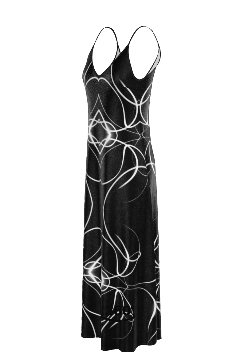 UNTITLED x Indira Cesarine "Lumière" Series Black and White Kaleidoscopic Slip Dress - Limited Edition