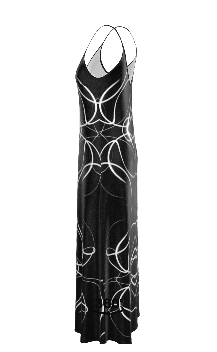 UNTITLED x Indira Cesarine "Lumière" Series Black and White Kaleidoscopic Slip Dress - Limited Edition