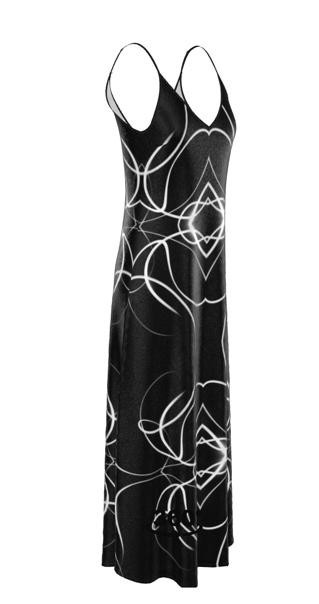 UNTITLED x Indira Cesarine "Lumière" Series Black and White Kaleidoscopic Slip Dress - Limited Edition