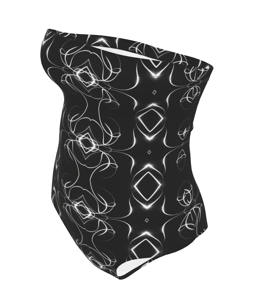 UNTITLED x Indira Cesarine "Lumière" Series Black and White Kaleidoscopic Strapless Swimsuit - Limited Edition