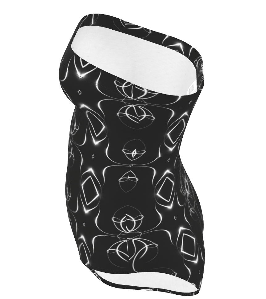 UNTITLED x Indira Cesarine "Lumière" Series Black and White Kaleidoscopic Strapless Swimsuit - Limited Edition