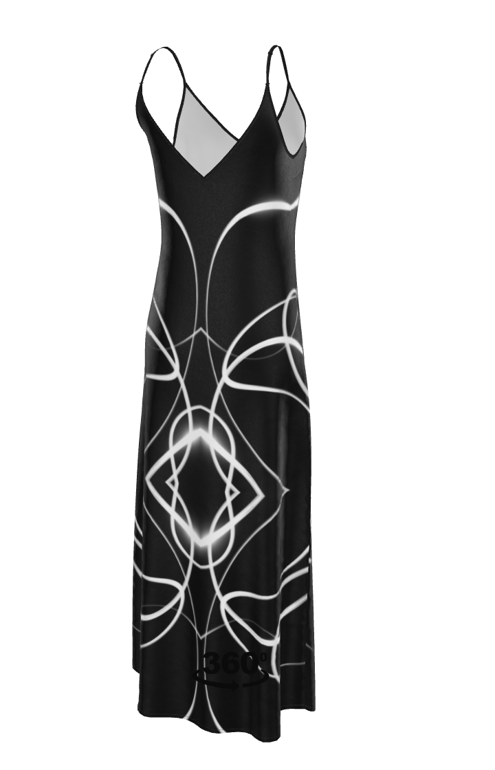 UNTITLED x Indira Cesarine "Lumière" Series Black and White Kaleidoscopic Slip Dress - Limited Edition