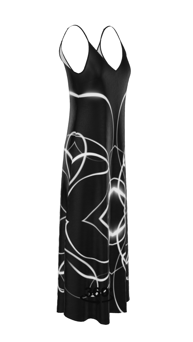 UNTITLED x Indira Cesarine "Lumière" Series Black and White Kaleidoscopic Slip Dress - Limited Edition