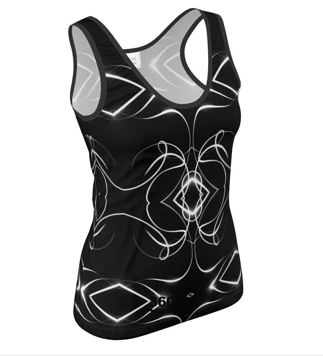 UNTITLED x Indira Cesarine "Lumière" Series Black and White Kaleidoscopic Ladies Tank Top - Limited Edition