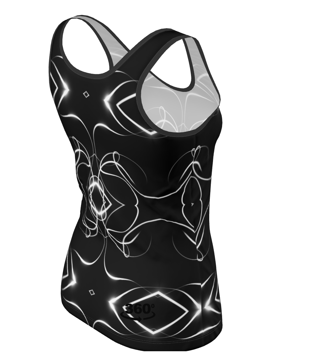 UNTITLED x Indira Cesarine "Lumière" Series Black and White Kaleidoscopic Ladies Tank Top - Limited Edition