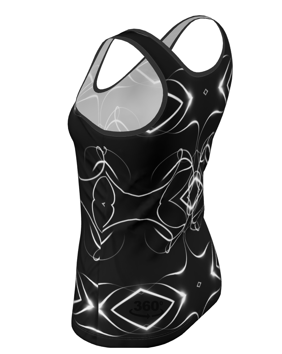 UNTITLED x Indira Cesarine "Lumière" Series Black and White Kaleidoscopic Ladies Tank Top - Limited Edition