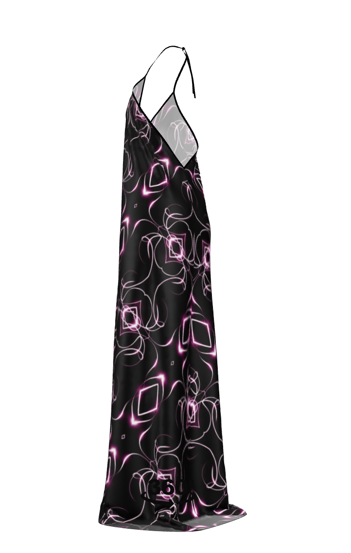 UNTITLED x Indira Cesarine "Lumière" Series Black and Pink Kaleidoscopic Halterneck Backless Dress - Limited Edition