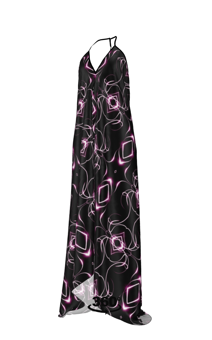 UNTITLED x Indira Cesarine "Lumière" Series Black and Pink Kaleidoscopic Halterneck Backless Dress - Limited Edition