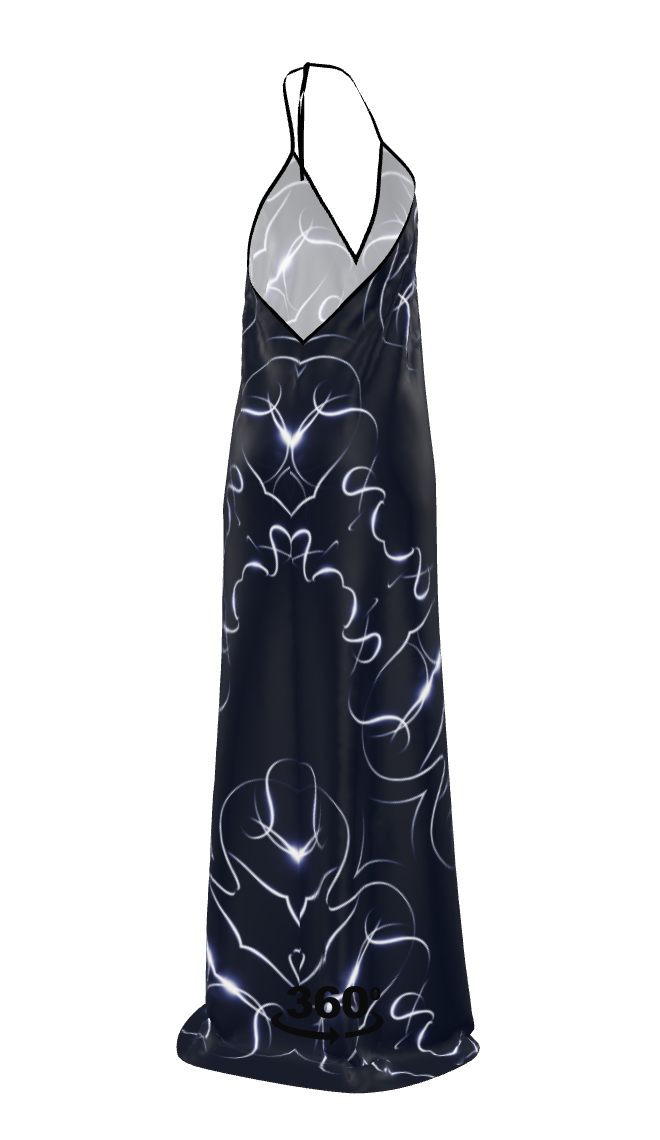 UNTITLED x Indira Cesarine "Lumière" Series Black and Blue Halterneck Backless Dress - Limited Edition