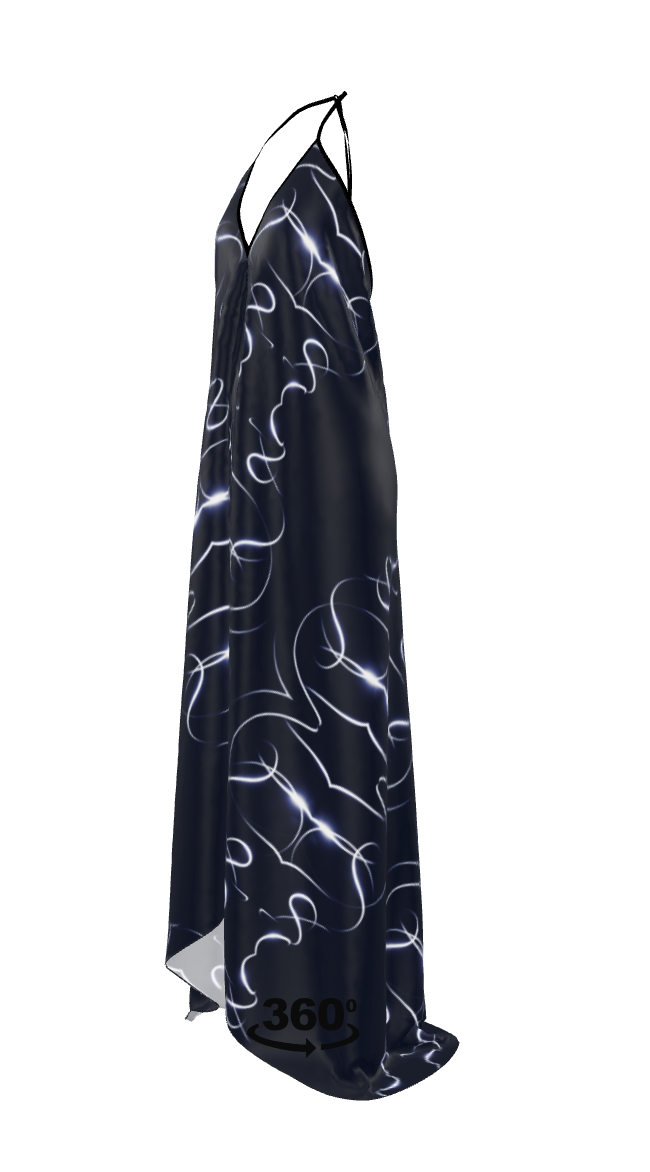 UNTITLED x Indira Cesarine "Lumière" Series Black and Blue Halterneck Backless Dress - Limited Edition