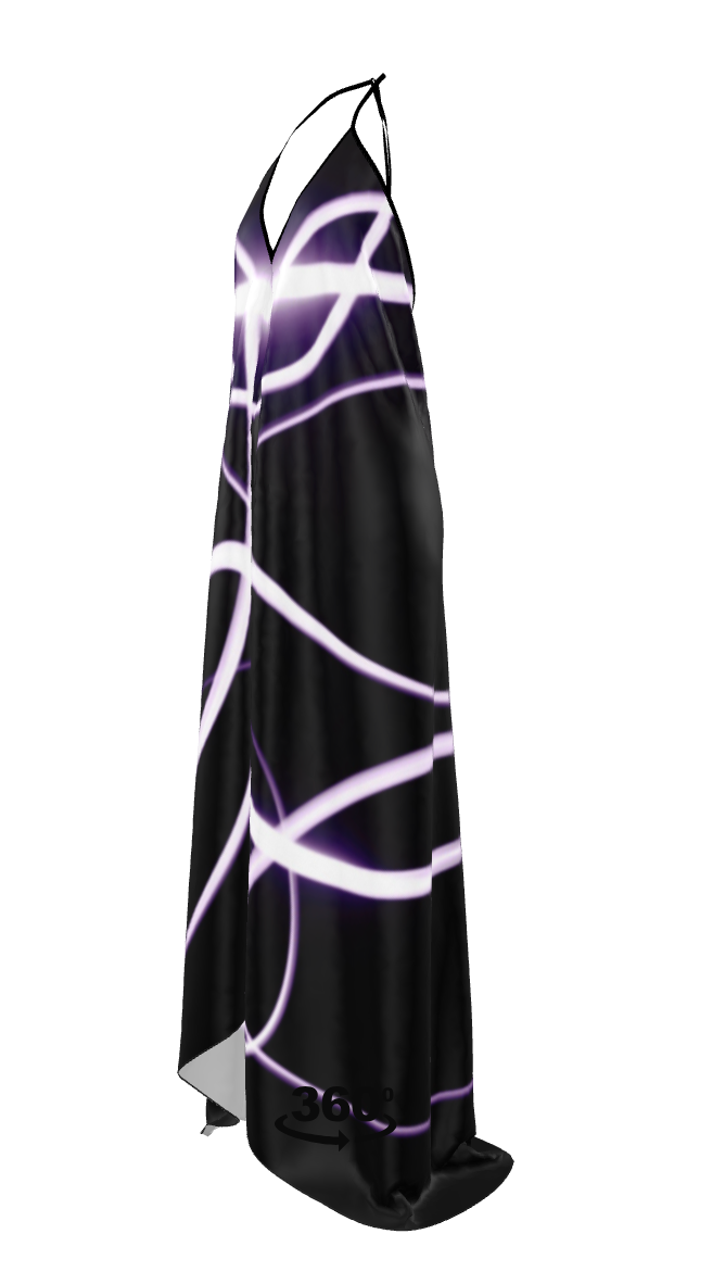 UNTITLED x Indira Cesarine "Lumière" Series Black and Violet Halterneck Backless Dress - Limited Edition