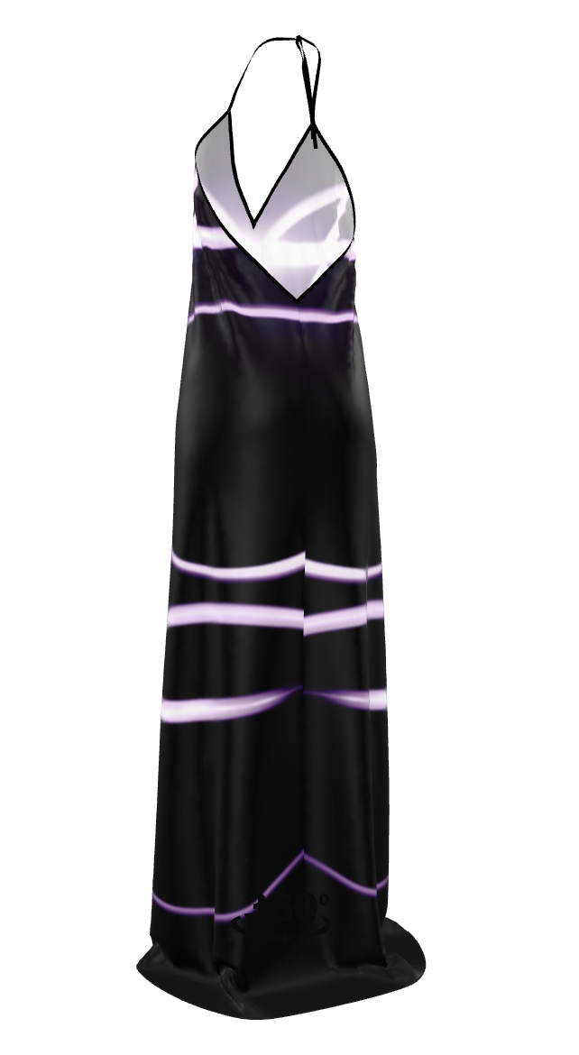 UNTITLED x Indira Cesarine "Lumière" Series Black and Violet Halterneck Backless Dress - Limited Edition