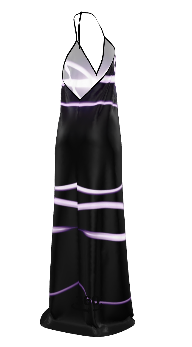 UNTITLED x Indira Cesarine "Lumière" Series Black and Violet Halterneck Backless Dress - Limited Edition