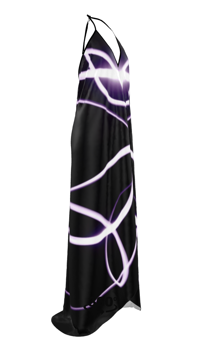 UNTITLED x Indira Cesarine "Lumière" Series Black and Violet Halterneck Backless Dress - Limited Edition