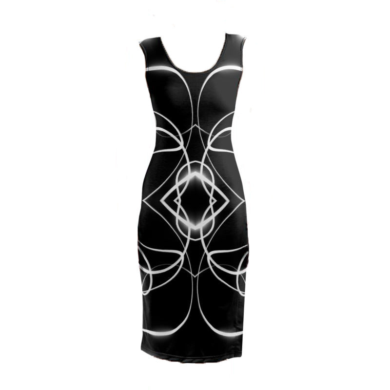 UNTITLED x Indira Cesarine "Lumière" Series Black and White Bodycon Kaleidoscopic Dress - Limited Edition