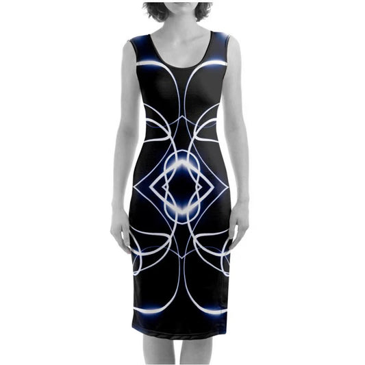 UNTITLED x Indira Cesarine "Lumière" Series Black and Blue Kaleidoscopic Bodycon Dress - Limited Edition