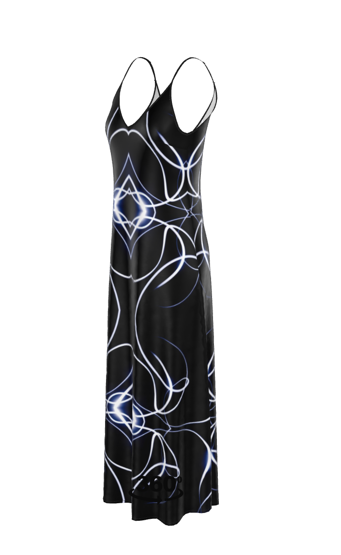 UNTITLED x Indira Cesarine "Lumière" Series Black and Blue Kaleidoscopic Slip Dress - Limited Edition