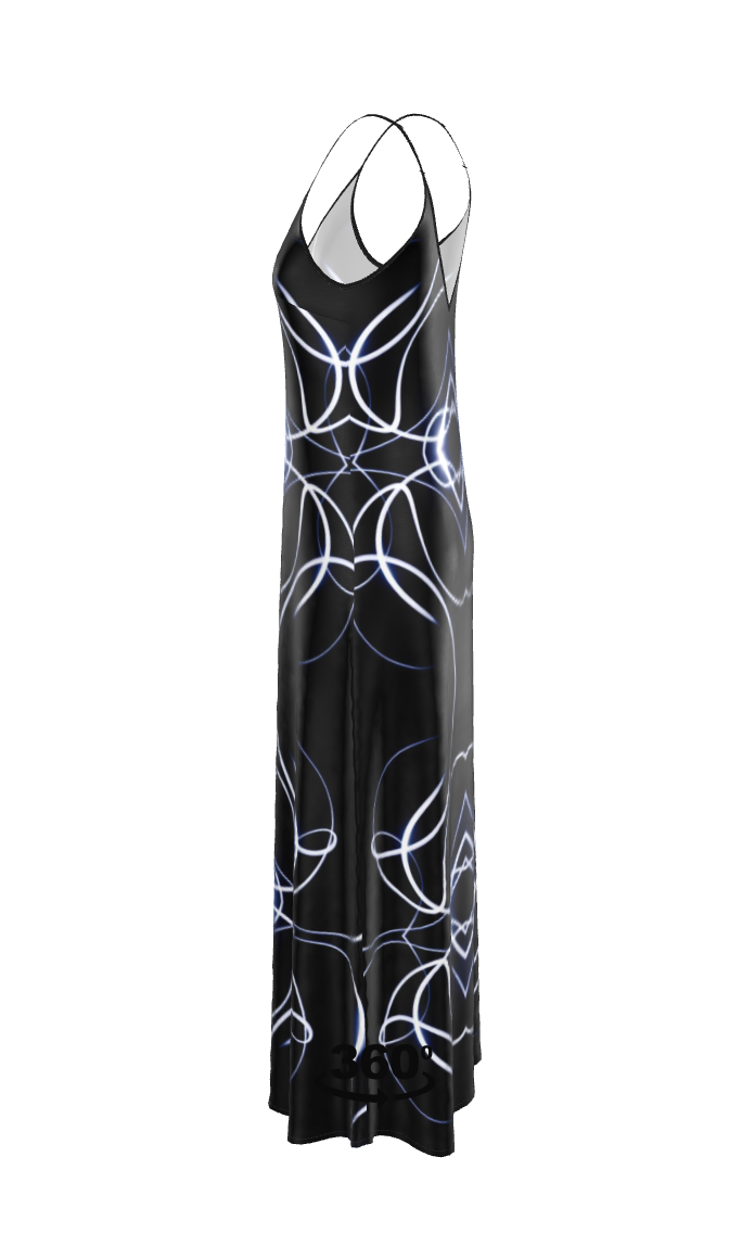 UNTITLED x Indira Cesarine "Lumière" Series Black and Blue Kaleidoscopic Slip Dress - Limited Edition