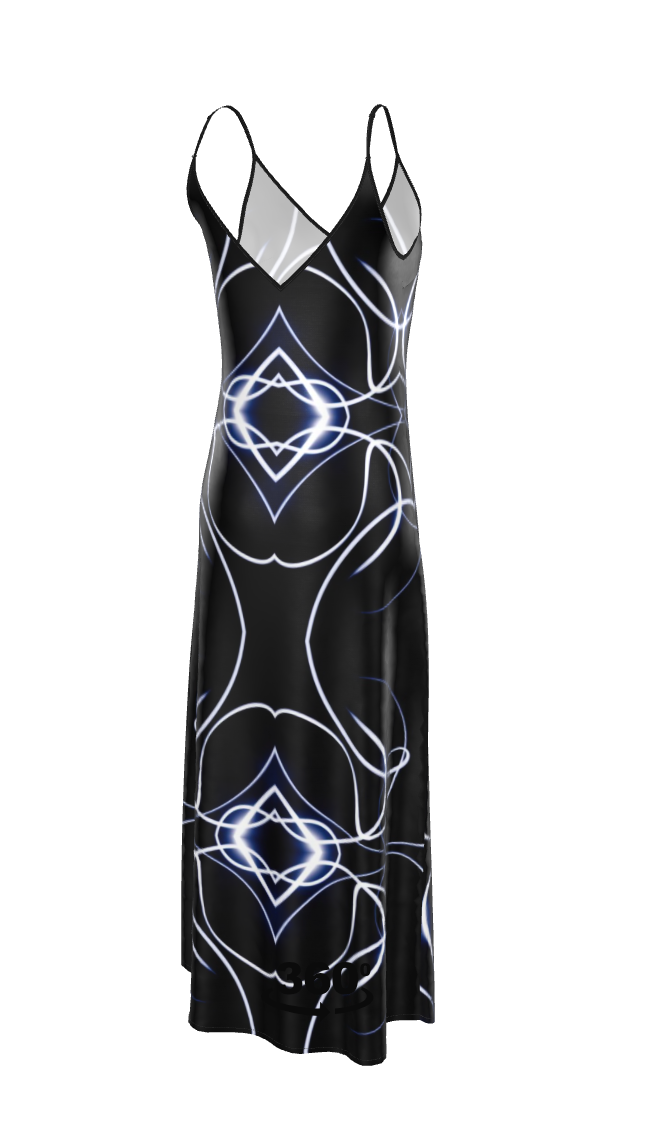 UNTITLED x Indira Cesarine "Lumière" Series Black and Blue Kaleidoscopic Slip Dress - Limited Edition