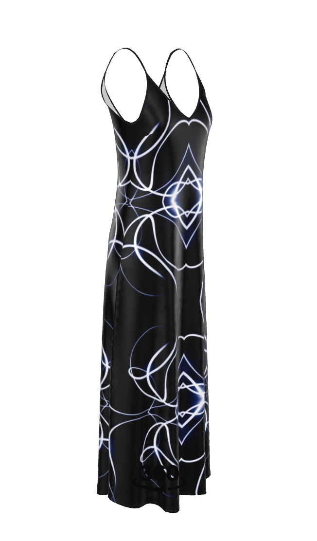 UNTITLED x Indira Cesarine "Lumière" Series Black and Blue Kaleidoscopic Slip Dress - Limited Edition