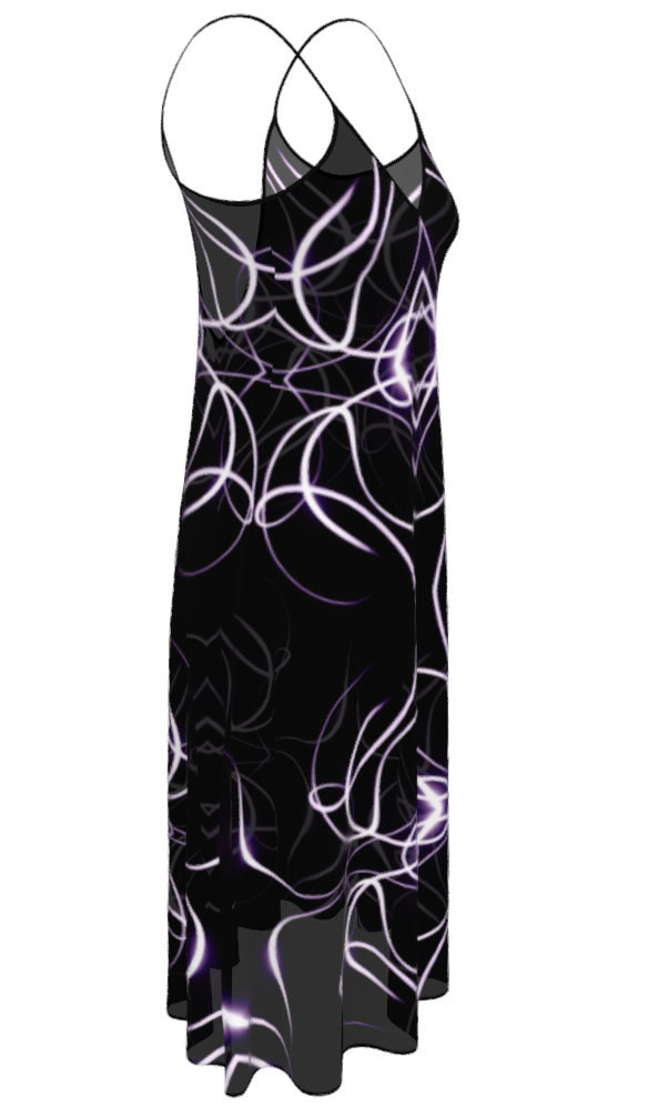 UNTITLED x Indira Cesarine "Lumière" Series Black and Violet Kaleidoscopic Sleeveless Midi Dress - Limited Edition