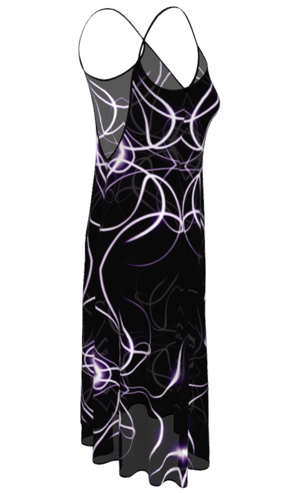 UNTITLED x Indira Cesarine "Lumière" Series Black and Violet Kaleidoscopic Sleeveless Midi Dress - Limited Edition