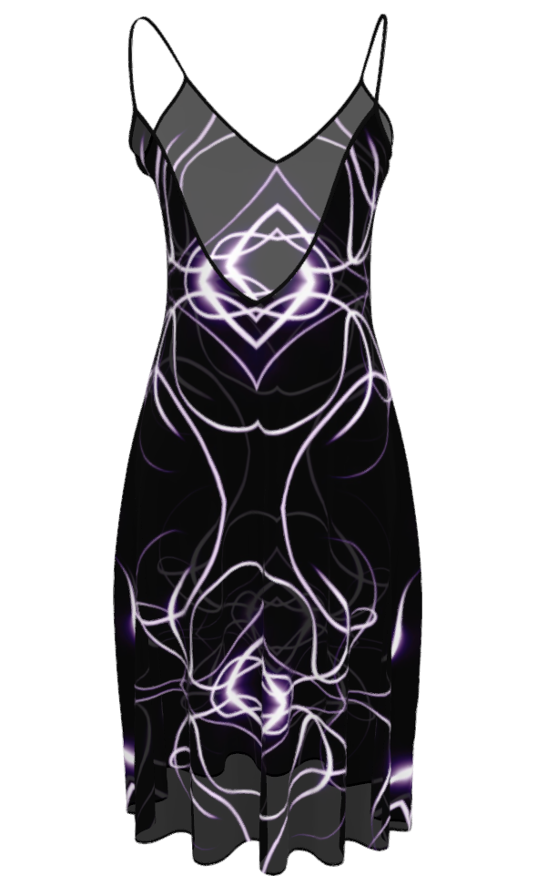 UNTITLED x Indira Cesarine "Lumière" Series Black and Violet Kaleidoscopic Sleeveless Midi Dress - Limited Edition