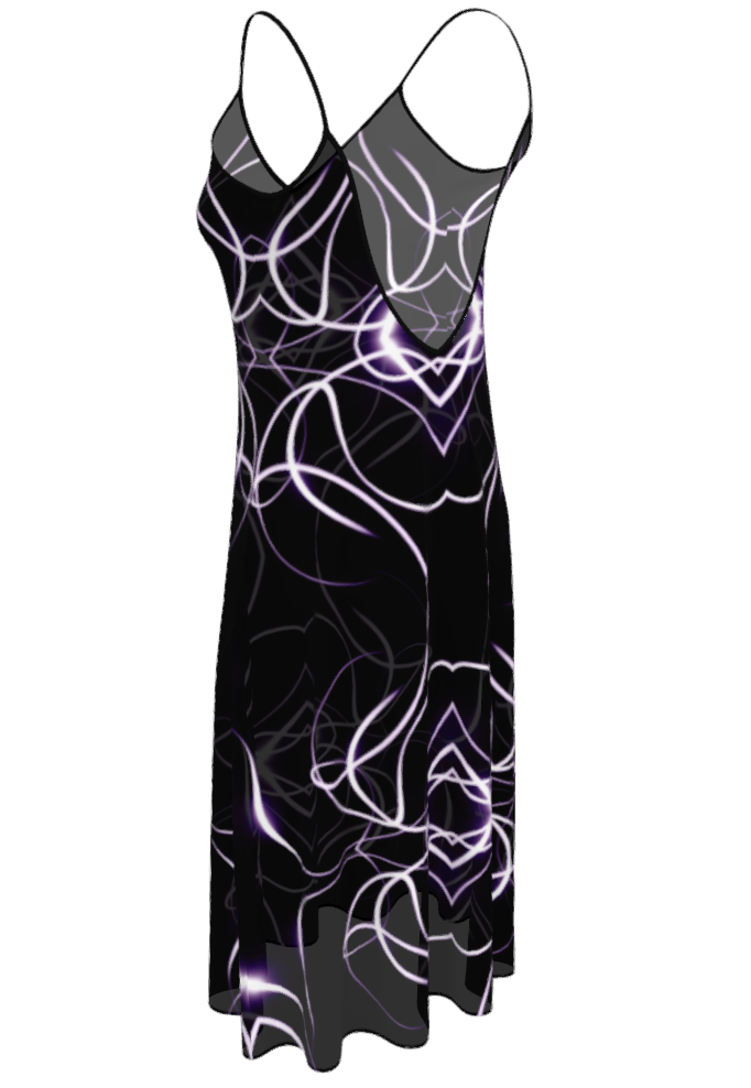 UNTITLED x Indira Cesarine "Lumière" Series Black and Violet Kaleidoscopic Sleeveless Midi Dress - Limited Edition