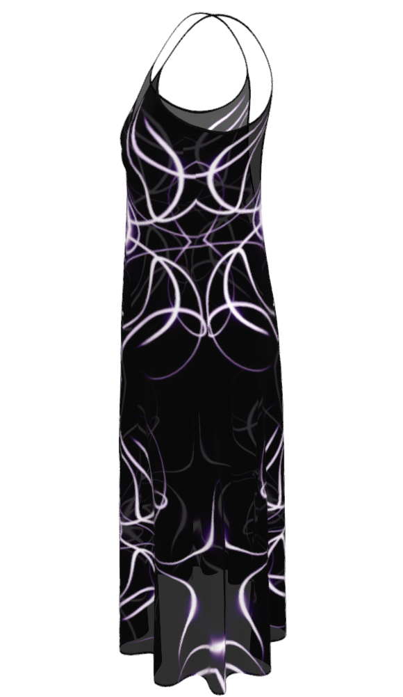 UNTITLED x Indira Cesarine "Lumière" Series Black and Violet Kaleidoscopic Sleeveless Midi Dress - Limited Edition