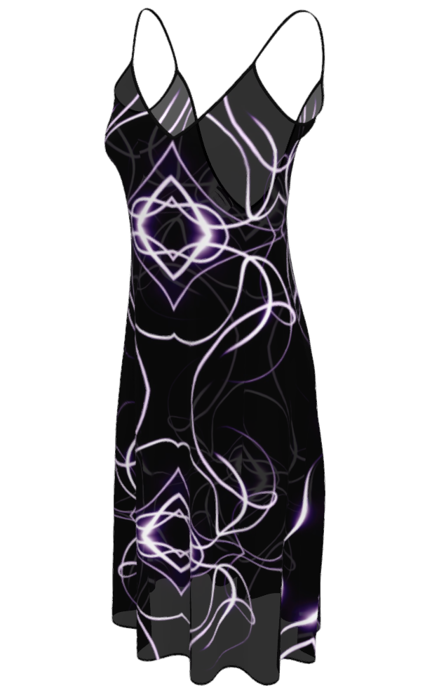 UNTITLED x Indira Cesarine "Lumière" Series Black and Violet Kaleidoscopic Sleeveless Midi Dress - Limited Edition