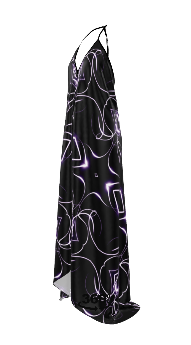 UNTITLED x Indira Cesarine "Lumière" Series Black and Violet Kaleidoscopic Halter Neck Backless Dress - Limited Edition