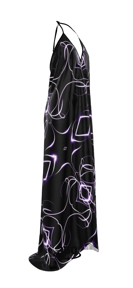 UNTITLED x Indira Cesarine "Lumière" Series Black and Violet Kaleidoscopic Halter Neck Backless Dress - Limited Edition