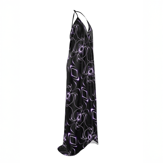 UNTITLED x Indira Cesarine "Lumière" Series Black and Violet Kaleidoscopic Halter Neck Backless Dress - Limited Edition