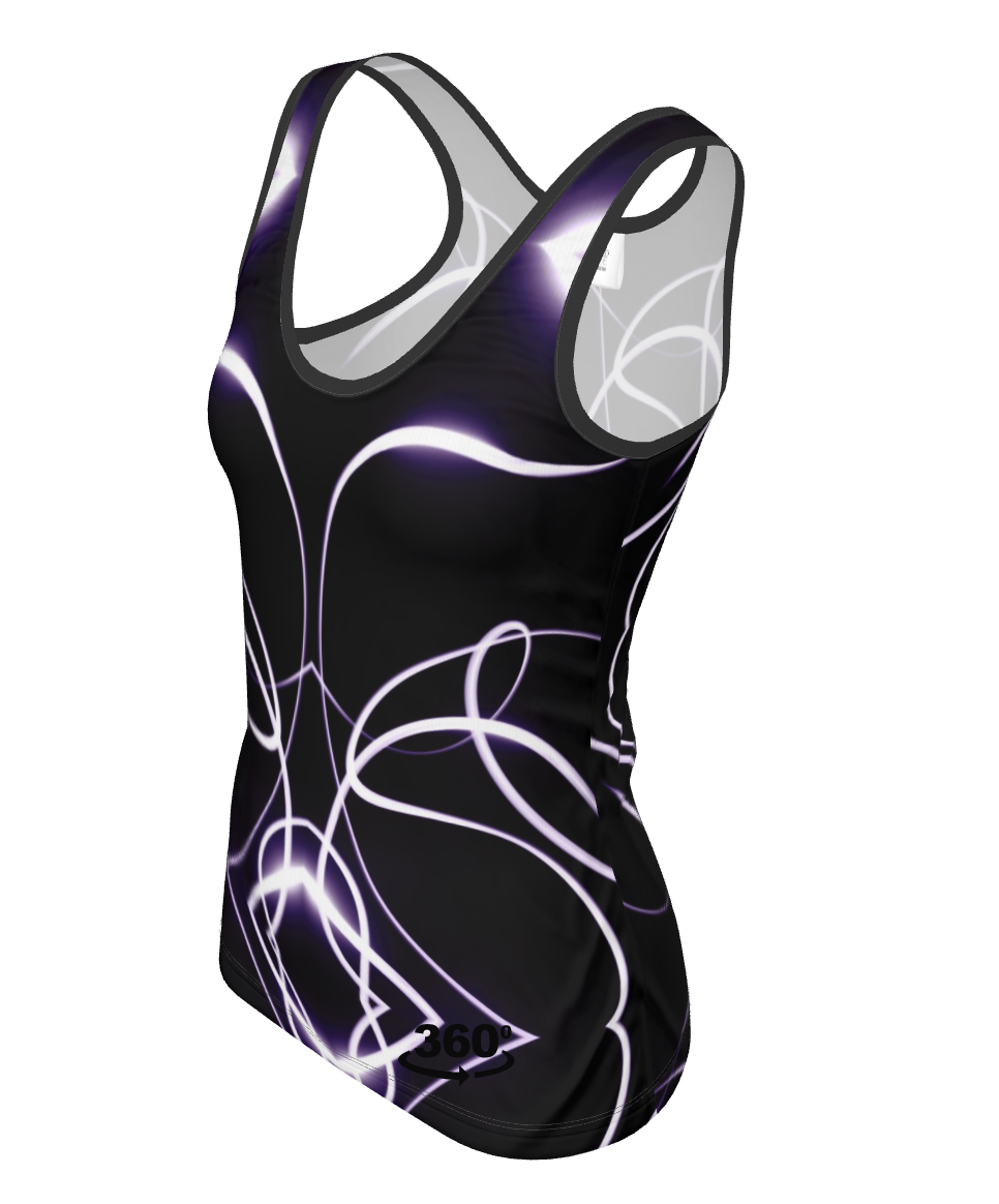 UNTITLED x Indira Cesarine "Lumière" Series Black and Violet Kaleidoscopic Tank Top - Limited Edition