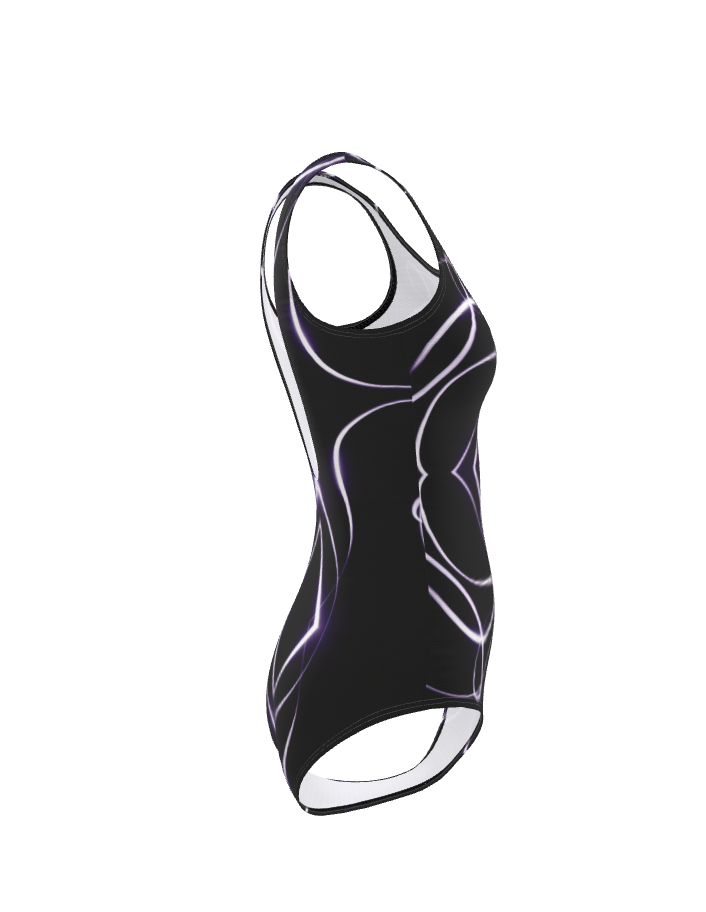 UNTITLED x Indira Cesarine "Lumière" Series Black and Violet-Pink Kaleidoscopic Swimsuit - Limited Edition