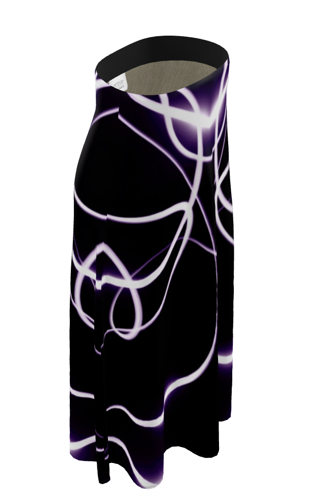 UNTITLED x Indira Cesarine "Lumière" Series Black and Violet Kaleidoscopic Midi Skirt - Limited Edition