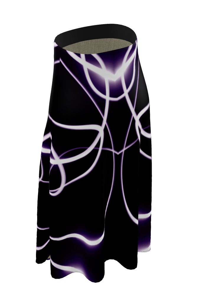 UNTITLED x Indira Cesarine "Lumière" Series Black and Violet Kaleidoscopic Midi Skirt - Limited Edition